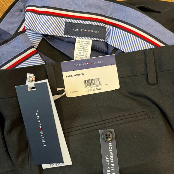 M101 Tommy Hilfiger Men's Stretch Modern Fit Suit Separates Black Pants - NWT - Picture 11 of 11